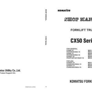 Komatsu CX50 Series Forklift Shop Manual - FG40/FD40/50A Series PDF Repair Guide