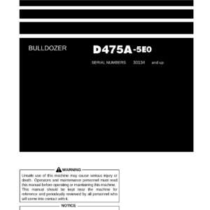 Komatsu D475A-5E0 Bulldozer Operation & Maintenance Manual (PEN00537-05) - PDF Download