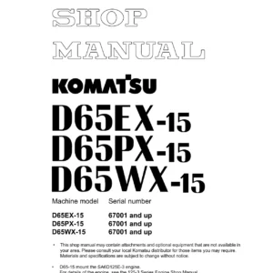 Komatsu D65EX-15 D65PX-15 D65WX-15 Crawler Dozer Shop Manual - PDF Workshop & Service Guide
