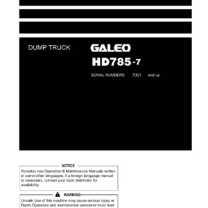 Komatsu HD785-7 Dump Truck Operation and Maintenance Manual - PEN00156-02