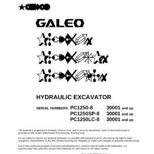 Komatsu PC1250-8 PC1250SP-8 PC1250LC-8 Hydraulic Excavator Operation and Maintenance Manual