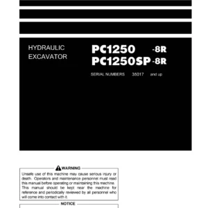Komatsu PC1250-8R PC1250SP-8R Hydraulic Excavator Operation and Maintenance Manual