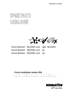 Komatsu PC130-7 Excavator Spare Parts Catalogue - FEN1607-00-NI01 PDF