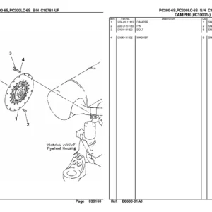 Komatsu PC200-6S & PC200LC-6S Parts Catalog - Serial C10781 and Up (PDF)