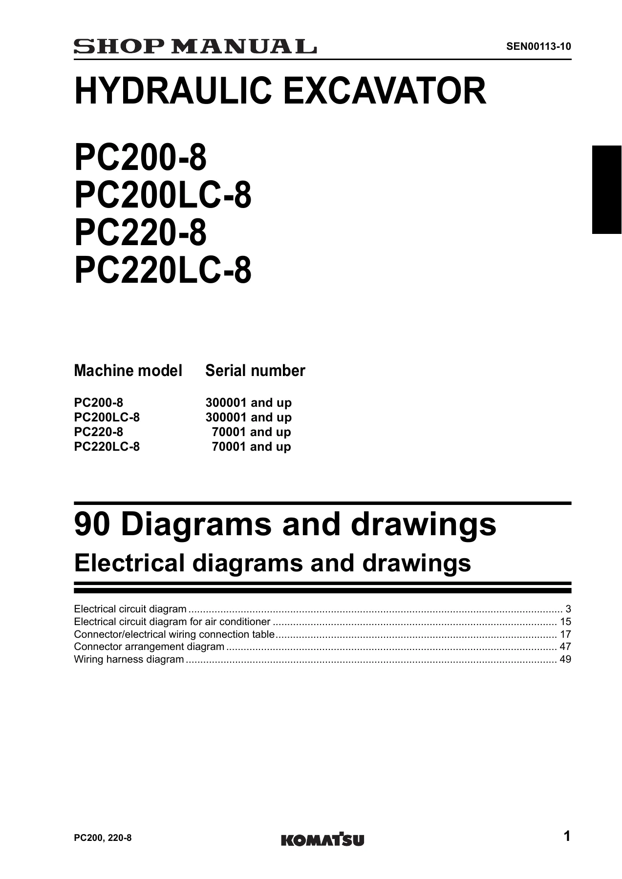 Komatsu PC200-8 PC200LC-8 PC220-8 PC220LC-8 Hydraulic Excavator Shop Manual SEN00084-25 PDF - Image 3
