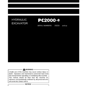 Komatsu PC2000-8 Hydraulic Excavator Operation and Maintenance Manual - TEN00430-07