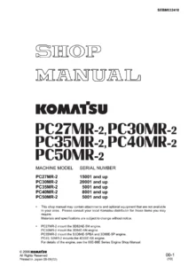 Komatsu PC27MR-2, PC30MR-2, PC35MR-2, PC40MR-2, PC50MR-2 Shop Manual - SEBM032410