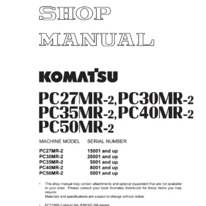 Komatsu PC27MR-2, PC30MR-2, PC35MR-2, PC40MR-2, PC50MR-2 Shop Manual - SEBM032410