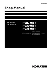 Komatsu PC27MR-3 PC30MR-3 PC35MR-3 Hydraulic Excavator Shop Manual SEN04063-07 PDF Download