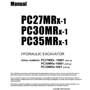 Komatsu PC27MRX-1 PC30MRX-1 PC35MRX-1 Compact Hydraulic Excavator Operation & Maintenance Manual - PDF Download