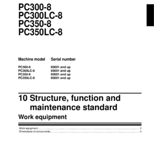 Komatsu PC300-8 PC300LC-8 PC350-8 PC350LC-8 Hydraulic Excavator Shop Manual SEN01983-07 PDF