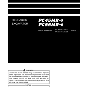 Komatsu PC45MR-5 & PC55MR-5 Hydraulic Excavator Operation & Maintenance Manual - PDF Download
