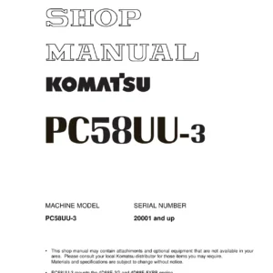 Komatsu PC58UU-3 Shop Manual SEBM023907 – Complete PDF Service & Repair Guide