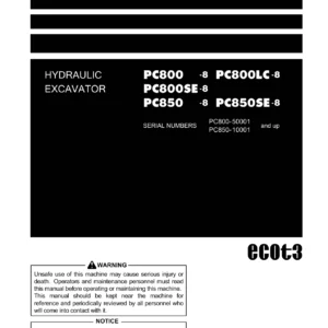 Komatsu PC800-8 PC850-8 Series Hydraulic Excavator Operation and Maintenance Manual