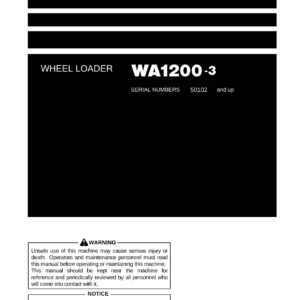 Komatsu WA1200-3 Wheel Loader Operation and Maintenance Manual PDF - Serial 50102 & Up
