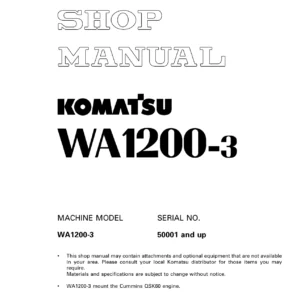 Komatsu WA1200-3 Wheel Loader Shop Manual (SEBM018213) - PDF Download