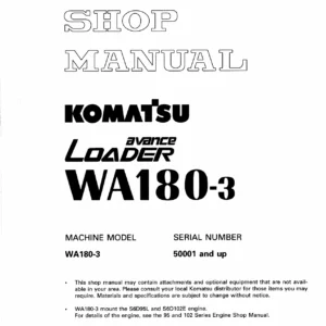 Komatsu WA180-3 Loader Shop Manual - PDF Download