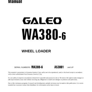 Komatsu WA380-6 Wheel Loader Operation and Maintenance Manual CEAM017200 - PDF Download