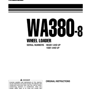 Komatsu WA380-8 Operation and Maintenance Manual (VENAM48501, 2016) - PDF Download