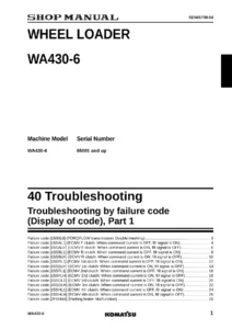 Komatsu WA430-6 Wheel Loader Shop Manual - Troubleshooting by Failure Code PDF
