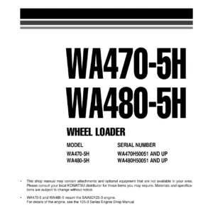 Komatsu WA470-5H & WA480-5H Wheel Loader Shop Manual – Complete PDF Service & Repair Guide