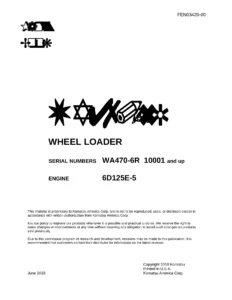 Komatsu WA470-6R Wheel Loader Parts Book FEN03420-00 2018 – Illustrated Parts Catalog PDF (Serial 10001 & Up)