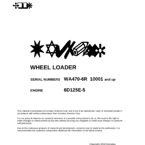 Komatsu WA470-6R Wheel Loader Parts Book FEN03420-00 2018 – Illustrated Parts Catalog PDF (Serial 10001 & Up)