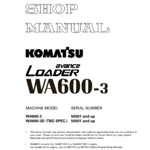 Komatsu WA600-3 & WA600-3D Wheel Loader Shop Manual – SEBM013216 PDF Repair Guide (Serial 50001 & Up)