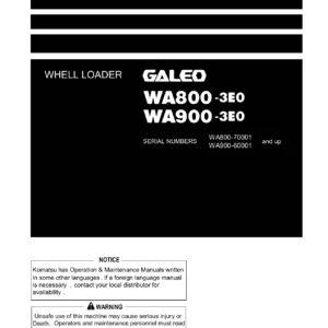 Komatsu WA800-3E0 & WA900-3E0 Wheel Loader Operation & Maintenance Manual - TEN00162-02