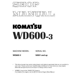 Komatsu WD600-3 Wheel Dozer Shop Manual (SEBM022902) - Complete Service, Repair & Maintenance PDF