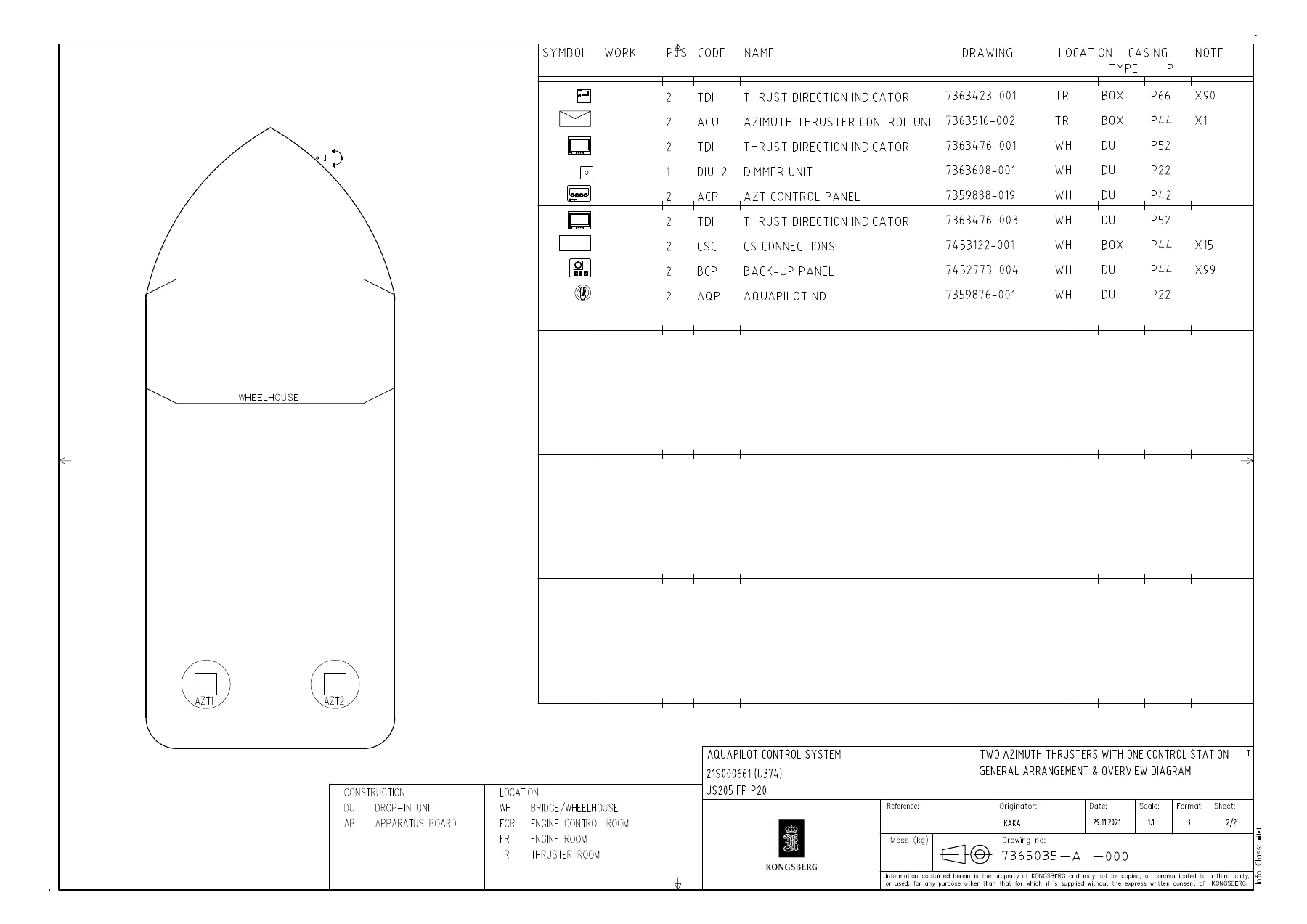 Kongsberg Aquapilot AzT US205 FP Azimuth Thruster Control System User Guide 514-U374 - Image 2