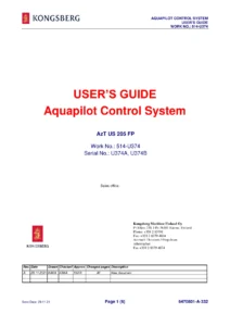 Kongsberg Aquapilot AzT US205 FP Azimuth Thruster Control System User Guide 514-U374