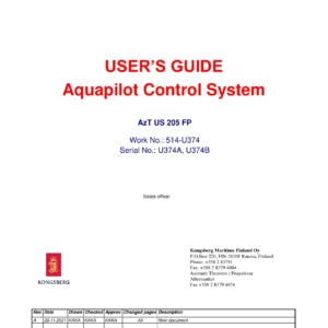 Kongsberg Aquapilot AzT US205 FP Azimuth Thruster Control System User Guide 514-U374
