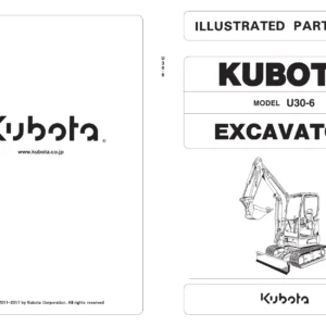 Kubota U30-6 Mini Excavator Illustrated Parts List 97899-12240 - Complete Parts Book PDF