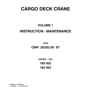 Liebherr CBW 20(30)/26 ST Cargo Deck Crane Instruction and Maintenance Manual Volume 1 - PDF