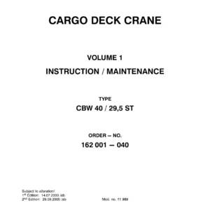 Liebherr CBW 40/29.5 ST Cargo Deck Crane Instruction & Maintenance Manual Volume 1