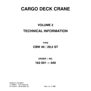 Liebherr CBW 40/29.5 ST Cargo Deck Crane Technical Information Manual - Volume 2
