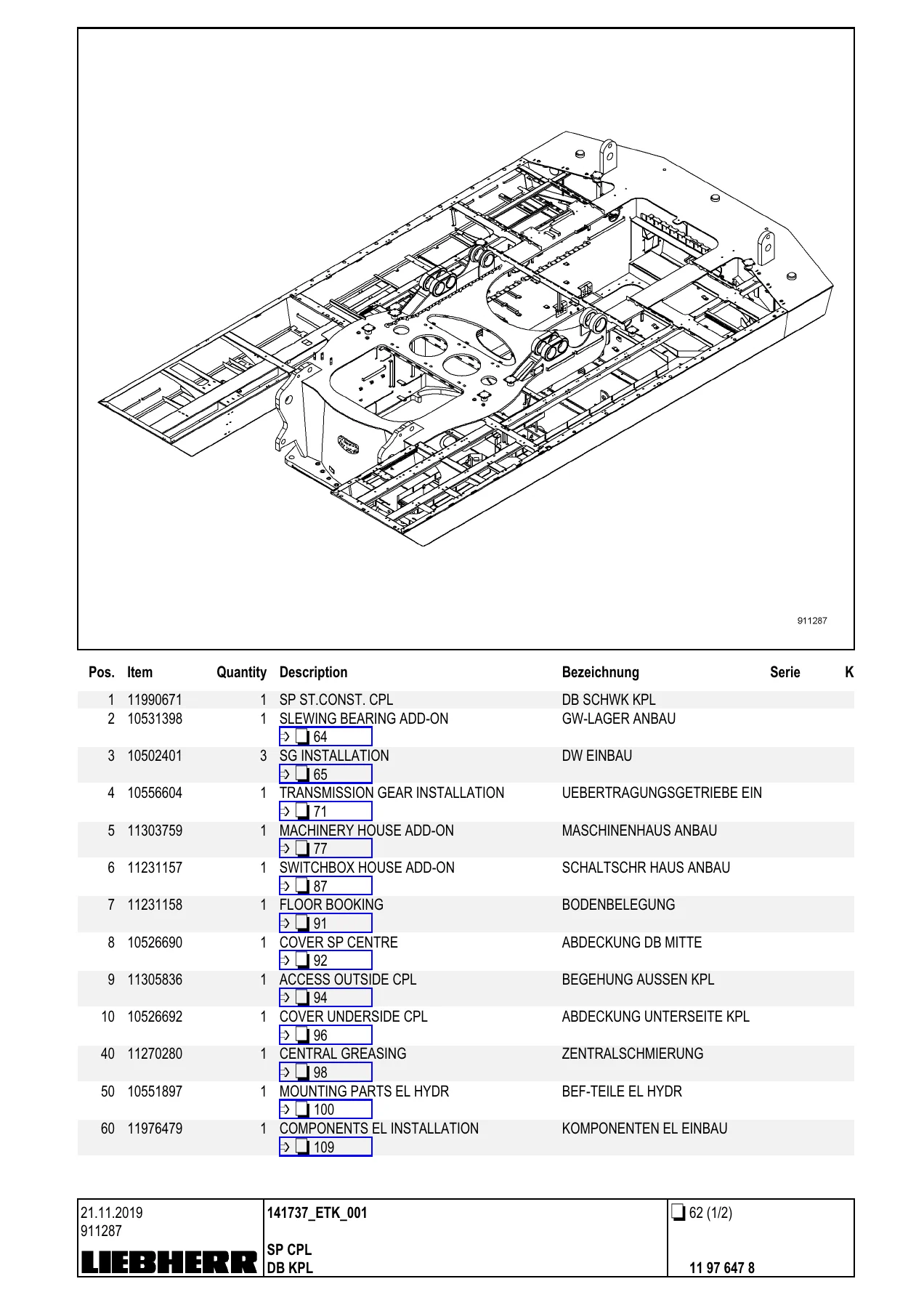 Liebherr LHM 420 Spare Parts Catalogue ETK - Serial 141737 - Image 3