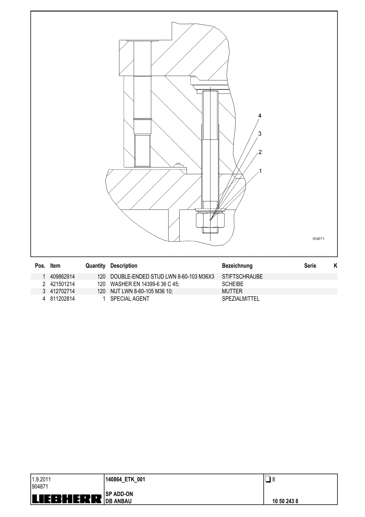 Liebherr LHM 550 Mobile Harbour Crane Spare Parts Catalogue 2011 - Serial 140864 - Image 2