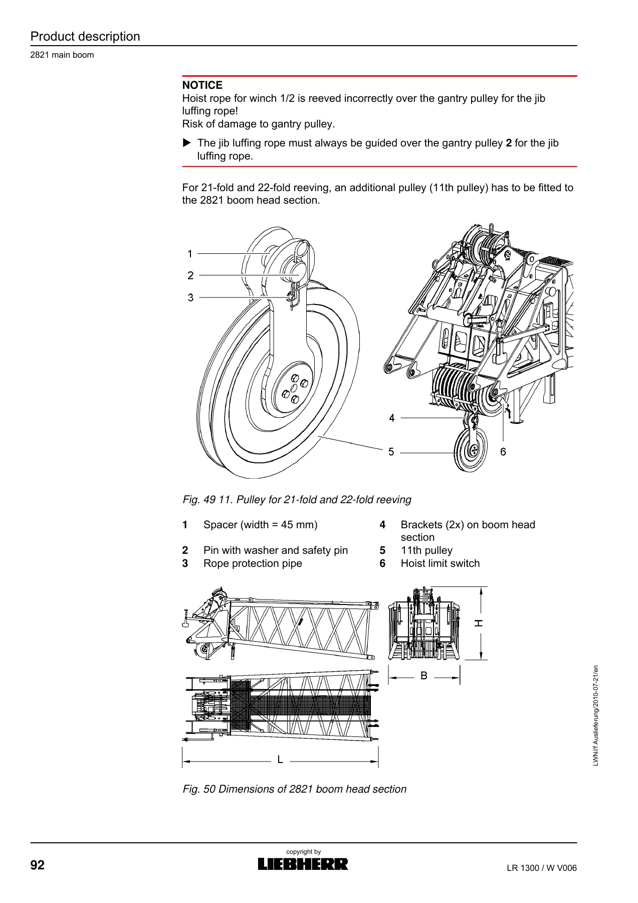 Liebherr LR 1300 SX W Crawler Crane Operating Manual 2010 - Serial 138 091 - Image 3