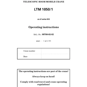 Liebherr LTM 1050/1 Telescopic Boom Mobile Crane Operating Instructions Manual BAL 09708-02-02