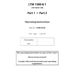 Liebherr LTM 1500-8.1 Telescopic Boom Mobile Crane Operating Instructions - Parts 1 & 2 PDF