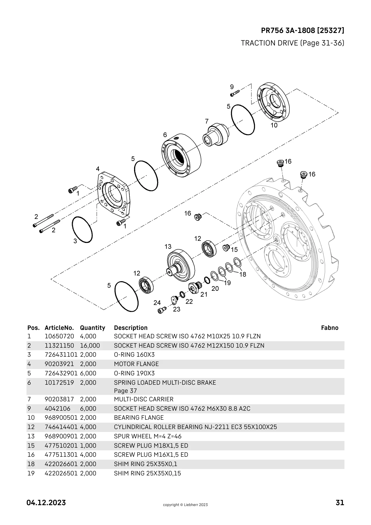 Liebherr PR756 3A-1808 Spare Parts Catalog Serial 25327 - PDF Download - Image 3