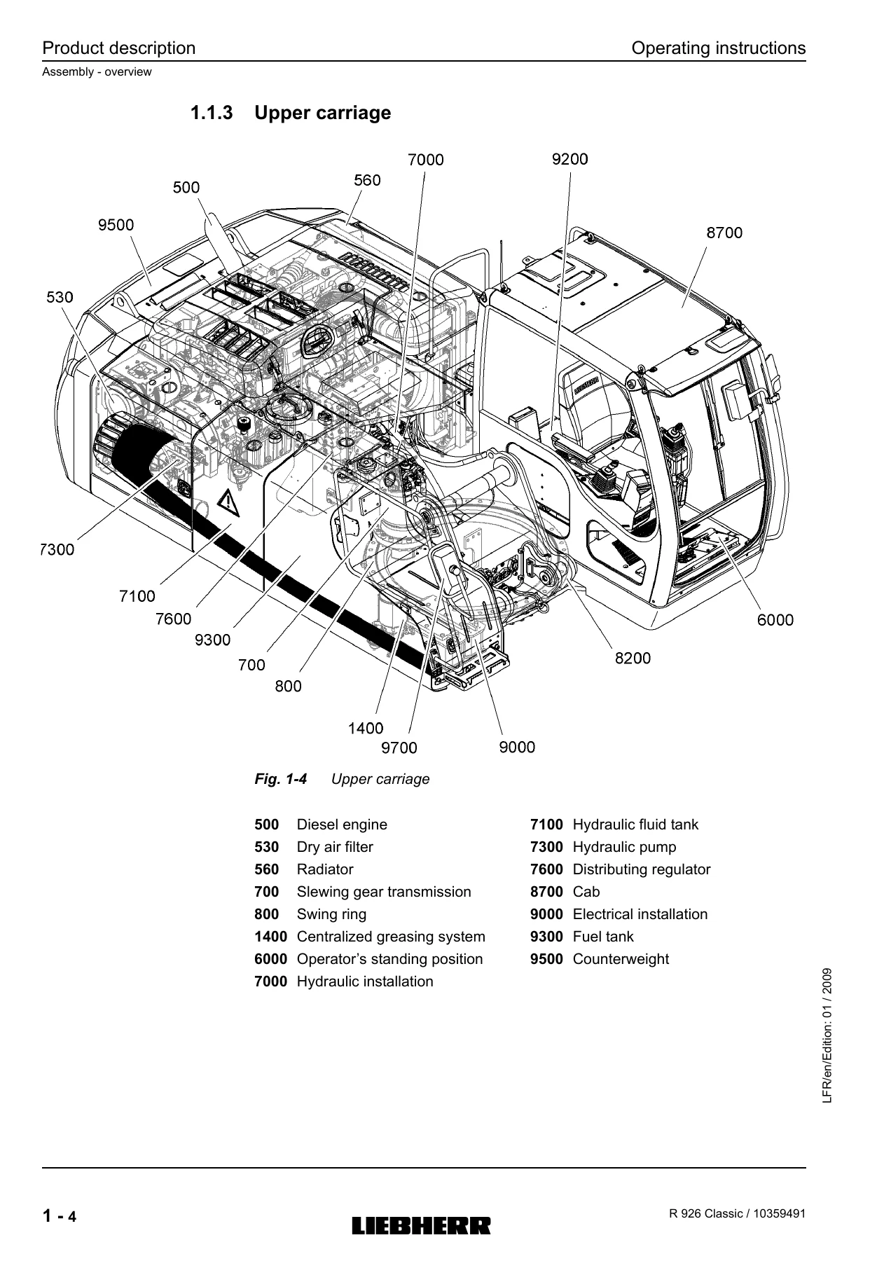 Liebherr R 926 Classic Hydraulic Excavator & Material Handler Operating Instructions 10359491 - PDF - Image 3