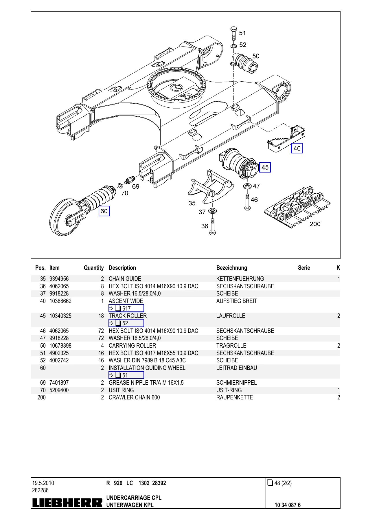 Liebherr R926 LC Type 1302 Excavator Parts Catalog - Serial 28392 PDF - Image 3