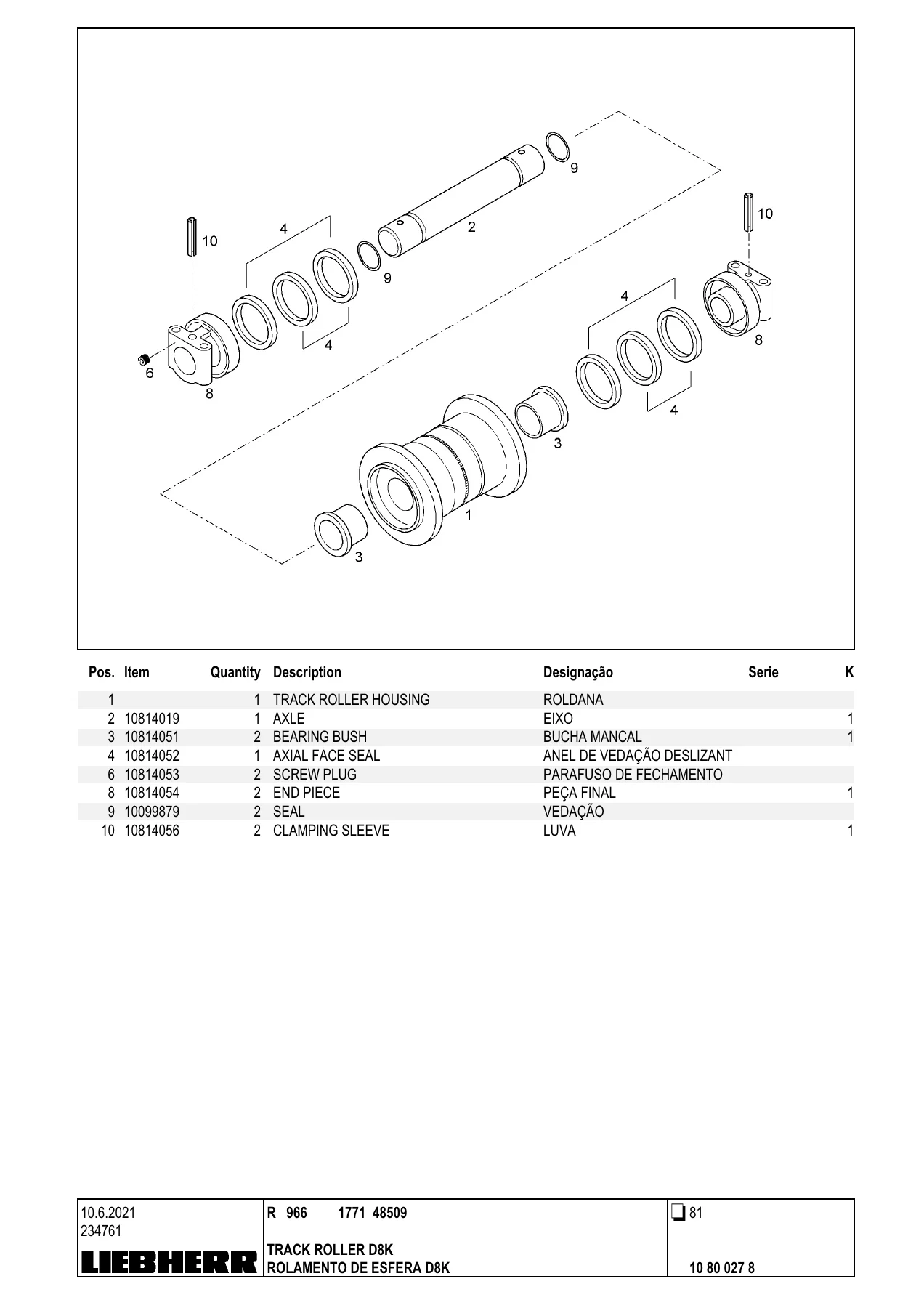Liebherr R966 Type 1771 Parts Catalog - Serial 48509 - English Portuguese PDF - Image 2