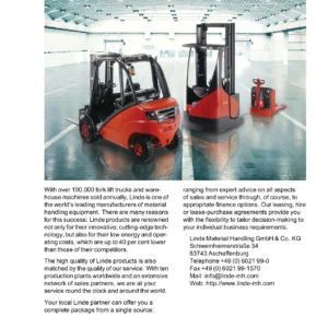 Linde E12 E14 E15 E16 E18 E20 Electric Forklift Operating Instructions Manual - Series 386