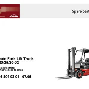 Linde E20 E25 E30-02 Forklift Parts Catalogue PDF – 3368049301 Spare Parts Manual Download