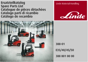Linde E35 E40 E45 E50 Series 388-01 Forklift Spare Parts Catalog 388 801 00 00 - Multilingual PDF