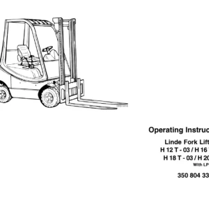 Linde H12T H16T H18T H20T-03 LPG Forklift Operating Instructions Manual 3508043351